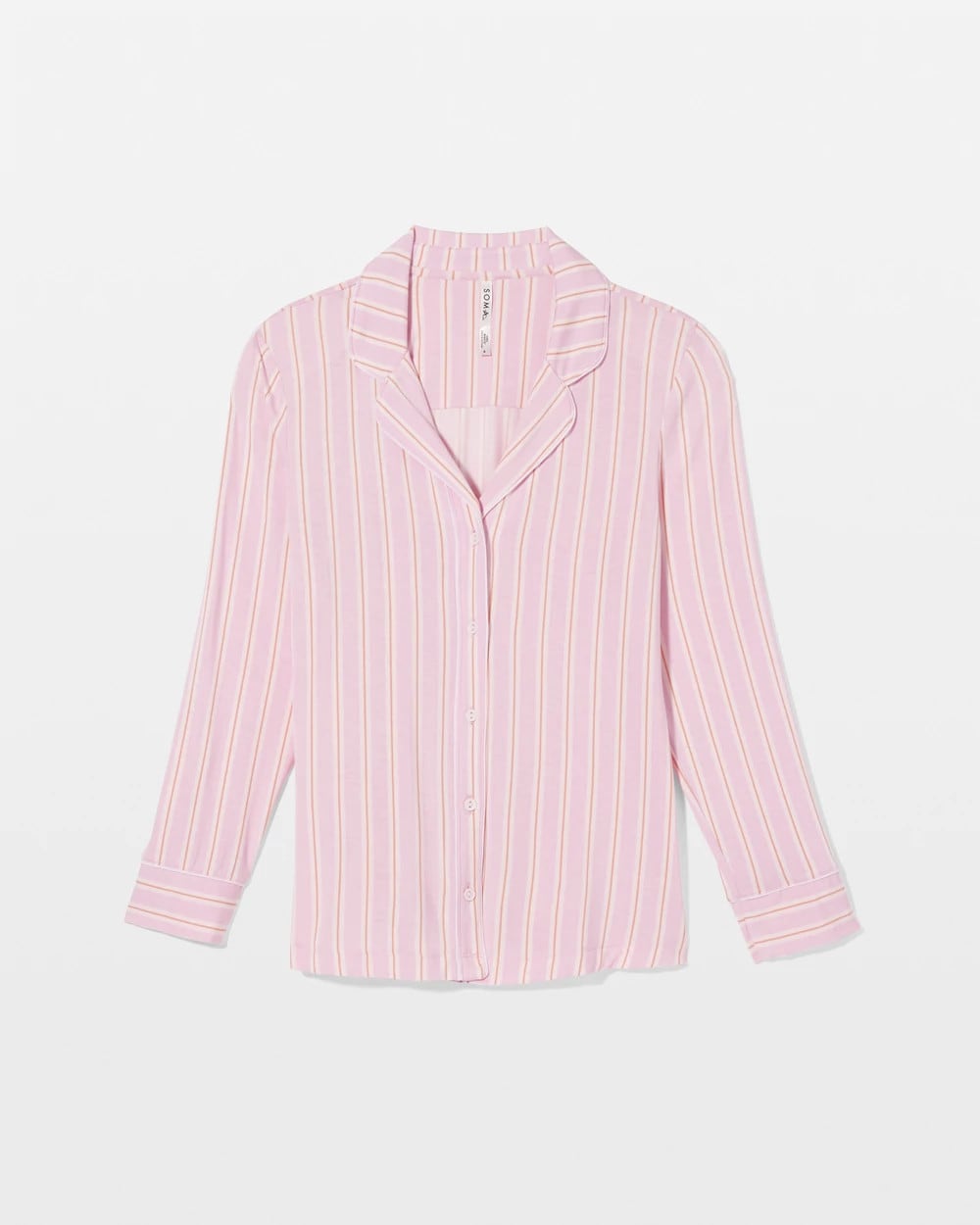 Soma / Long-Sleeve Printed Notch Collar Pajama Top BLISS STRIPE LAVENDER