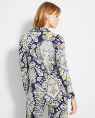 Soma / Long-Sleeve Printed Notch Collar Pajama Top STYLISH PAISLEY NAVY