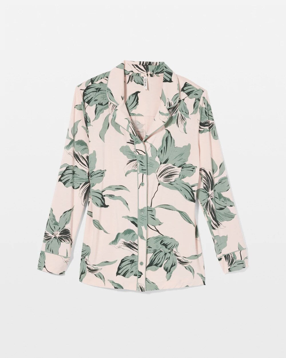 Soma / Long-Sleeve Printed Notch Collar Pajama Top BLOOM BREEZE G SEPIA ROSE