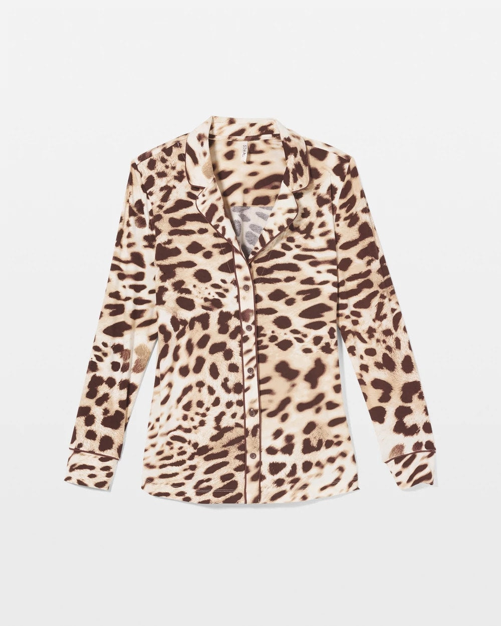 Soma / Long-Sleeve Printed Notch Collar Pajama Top ANIMAL AURA WHITE SMOKE