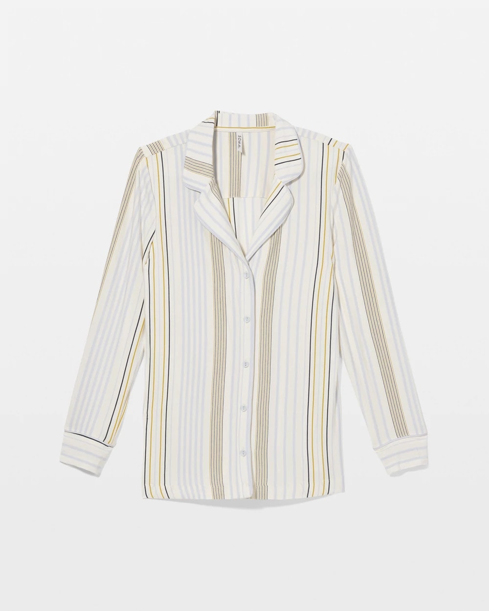 Soma / Long-Sleeve Printed Notch Collar Pajama Top SUMMIT STRIPE CHAMPAGNE
