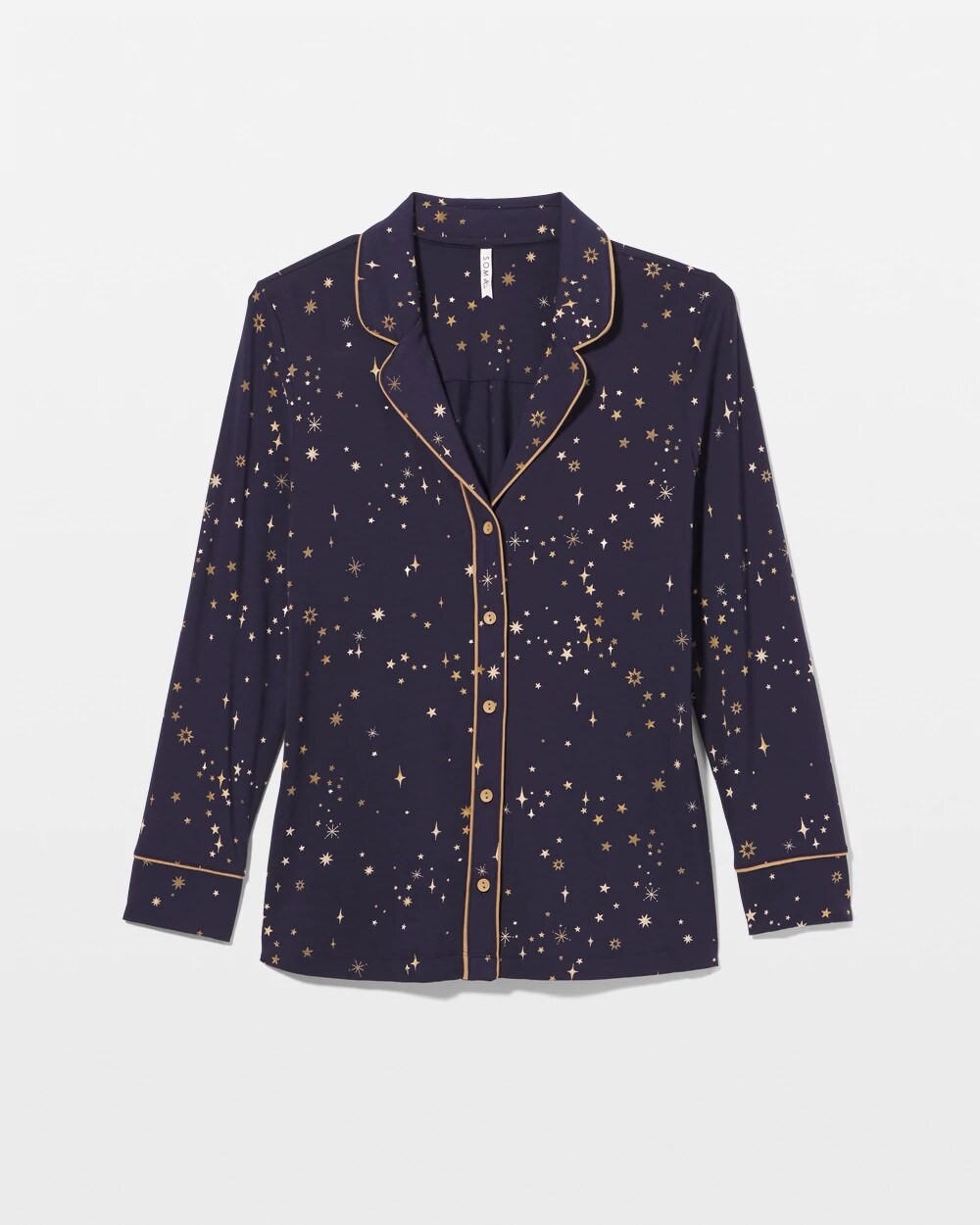 Soma / Long-Sleeve Printed Notch Collar Pajama Top READY TO GLOW NAVY