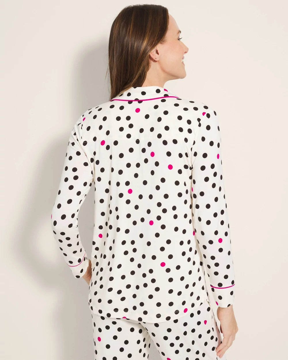 Soma / Long-Sleeve Printed Notch Collar Pajama Top FANCIFUL DOT CHAMPAGNE