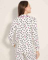 Soma / Long-Sleeve Printed Notch Collar Pajama Top FANCIFUL DOT CHAMPAGNE