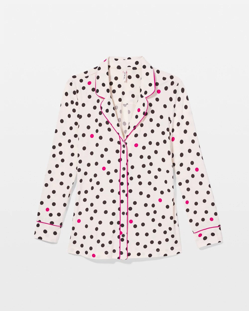 Soma / Long-Sleeve Printed Notch Collar Pajama Top FANCIFUL DOT CHAMPAGNE