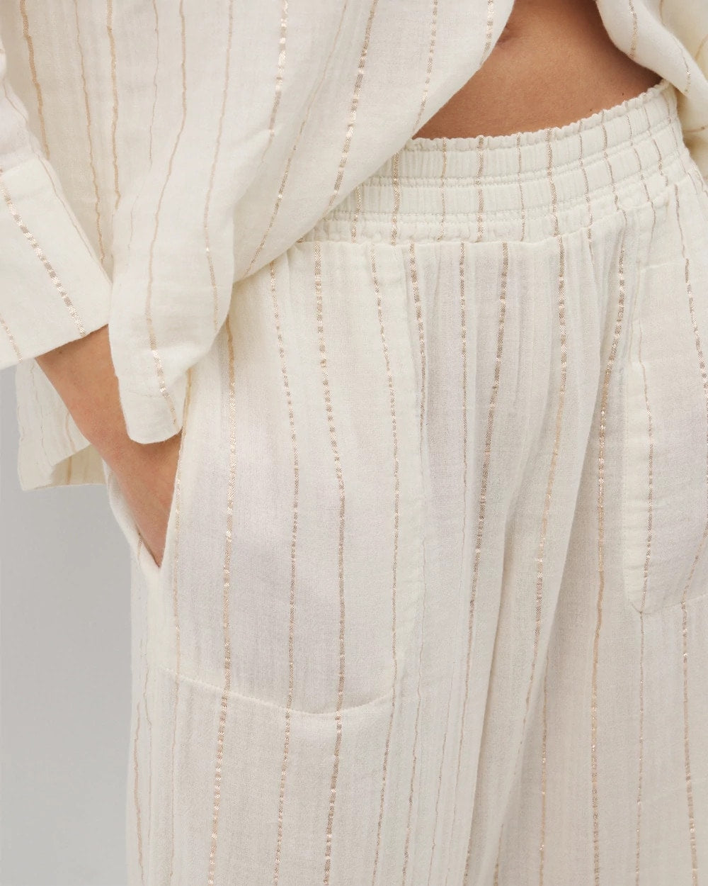 Soma / Cotton Gauze Pajama Pant CHAMPAGNE STRIPE