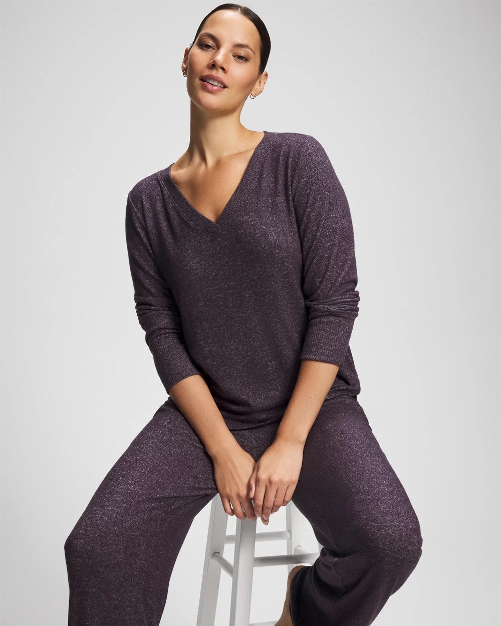 Soma / Long Sleeve Pajama Tee GRAY INK/PEARLED IVORY