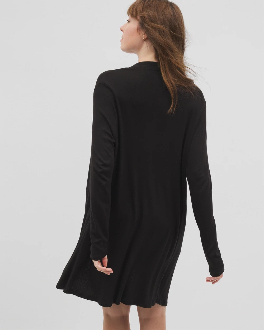 Soma / Lightweight Rib Knit Long Sleeve Wrap BLACK