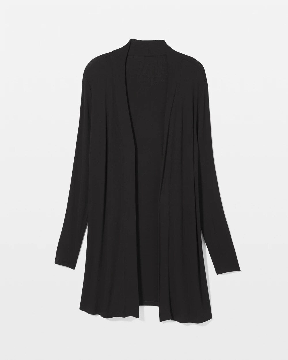 Soma / Lightweight Rib Knit Long Sleeve Wrap BLACK