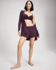 Soma / Lightweight Rib Knit Long Sleeve Wrap PLUM PERFECT