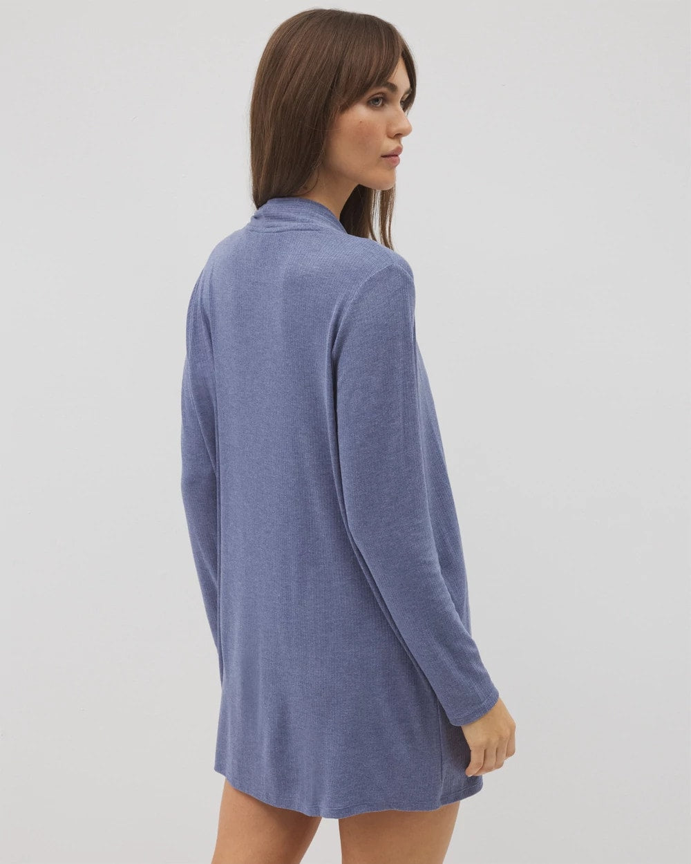 Soma / Lightweight Rib Knit Long Sleeve Wrap HEATHER DUSK