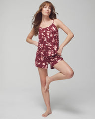 Soma / Shirred Neck Pajama Cami BUDDING ROMANCE VERMILL