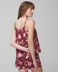 Soma / Shirred Neck Pajama Cami BUDDING ROMANCE VERMILL