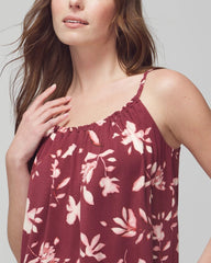 Soma / Shirred Neck Pajama Cami BUDDING ROMANCE VERMILL