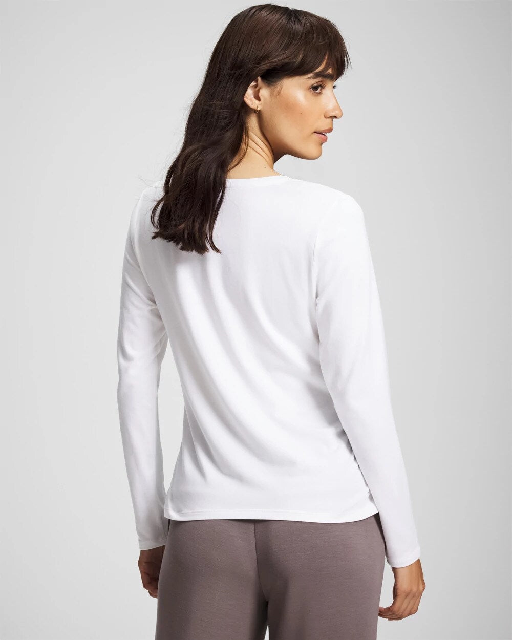 Soma / Ruched Long Sleeve Pajama Tee OPTIC WHITE