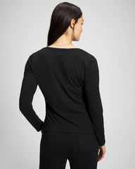 Soma / Ruched Long Sleeve Pajama Tee BLACK