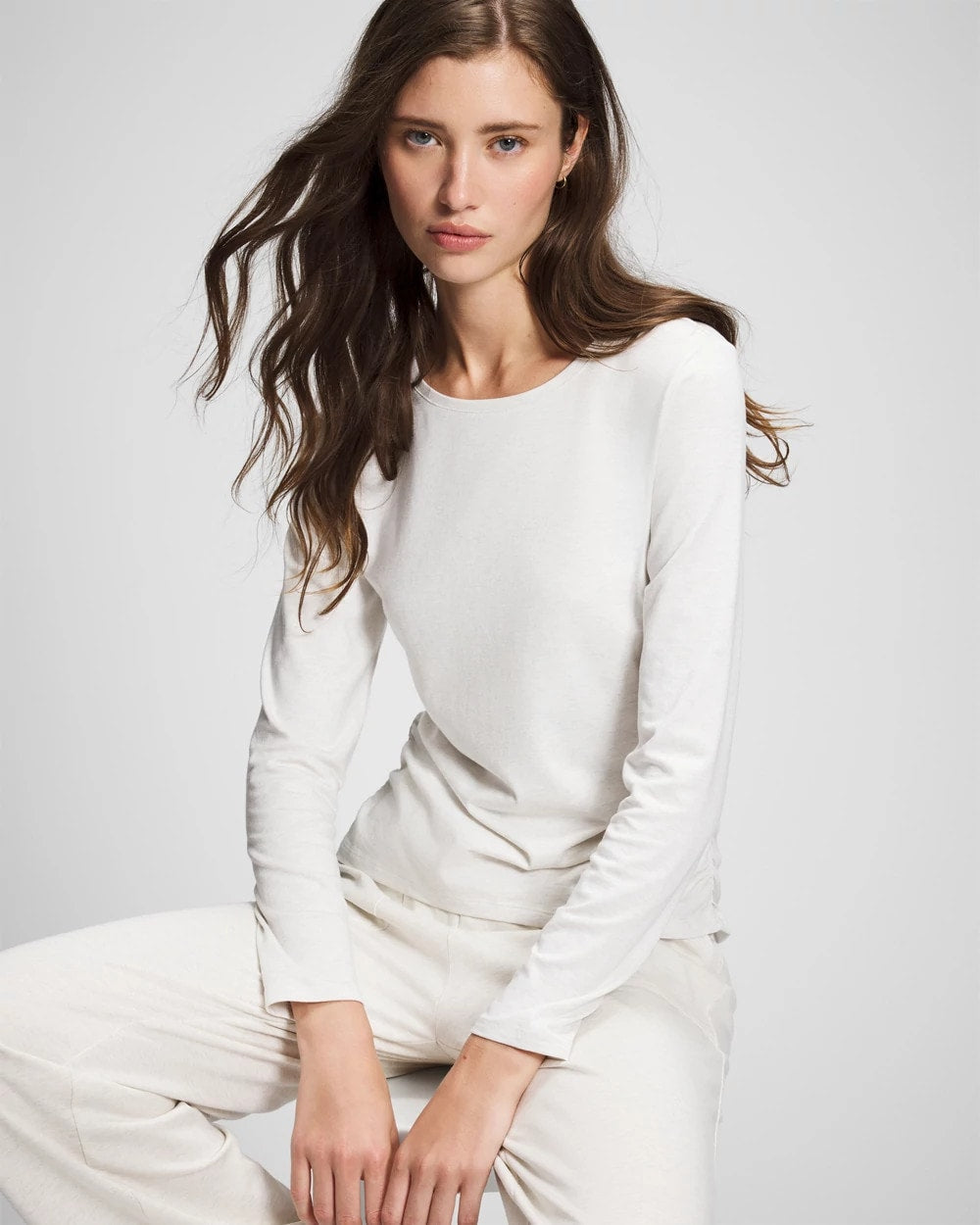 Soma / Ruched Long Sleeve Pajama Tee HEATHER CRYSTAL