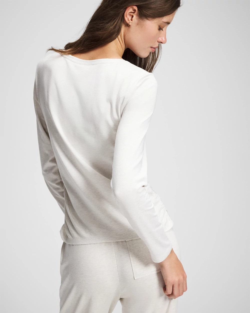 Soma / Ruched Long Sleeve Pajama Tee HEATHER CRYSTAL