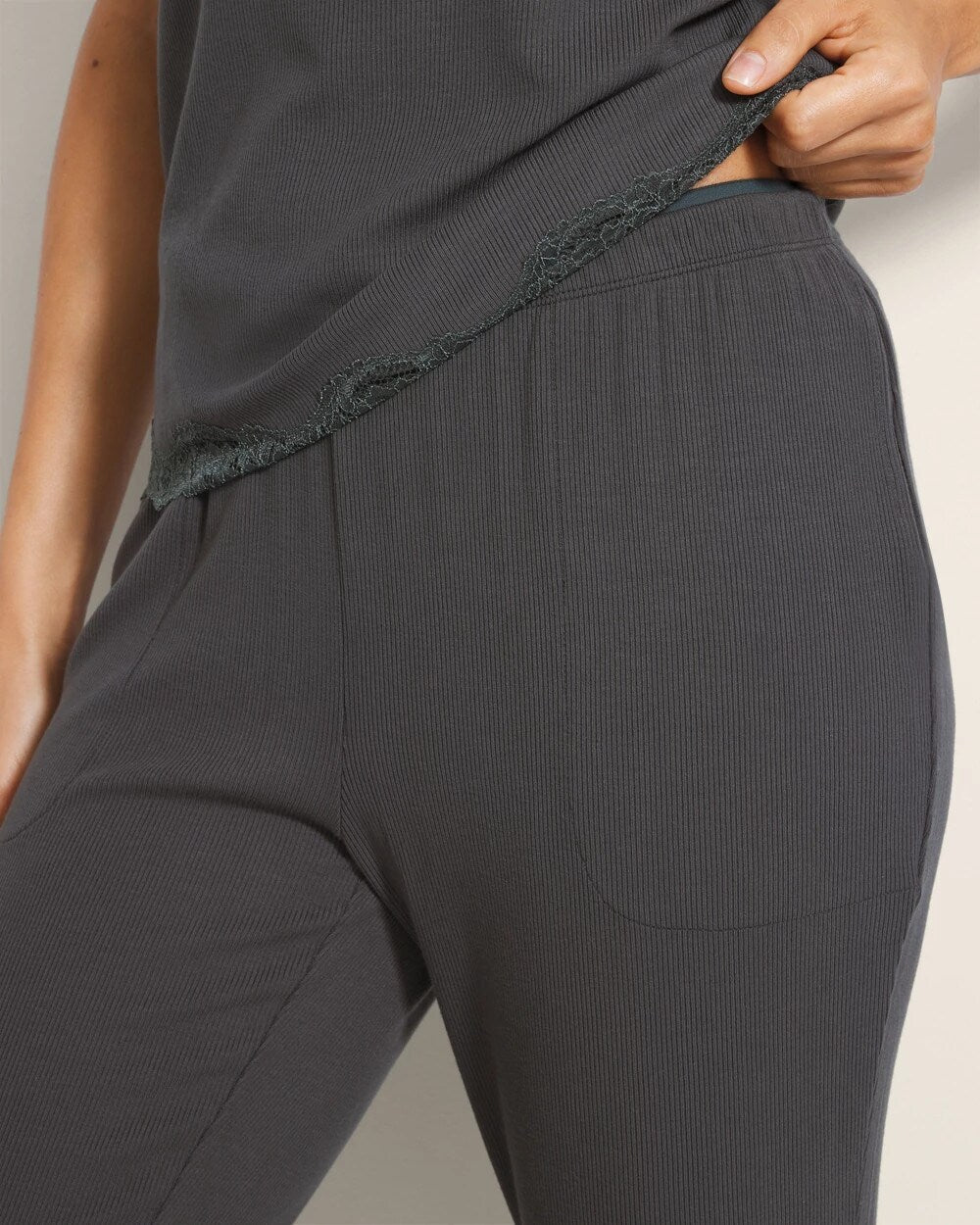 Soma / Rib Ankle Pajama Pants DARK EVERGLADE