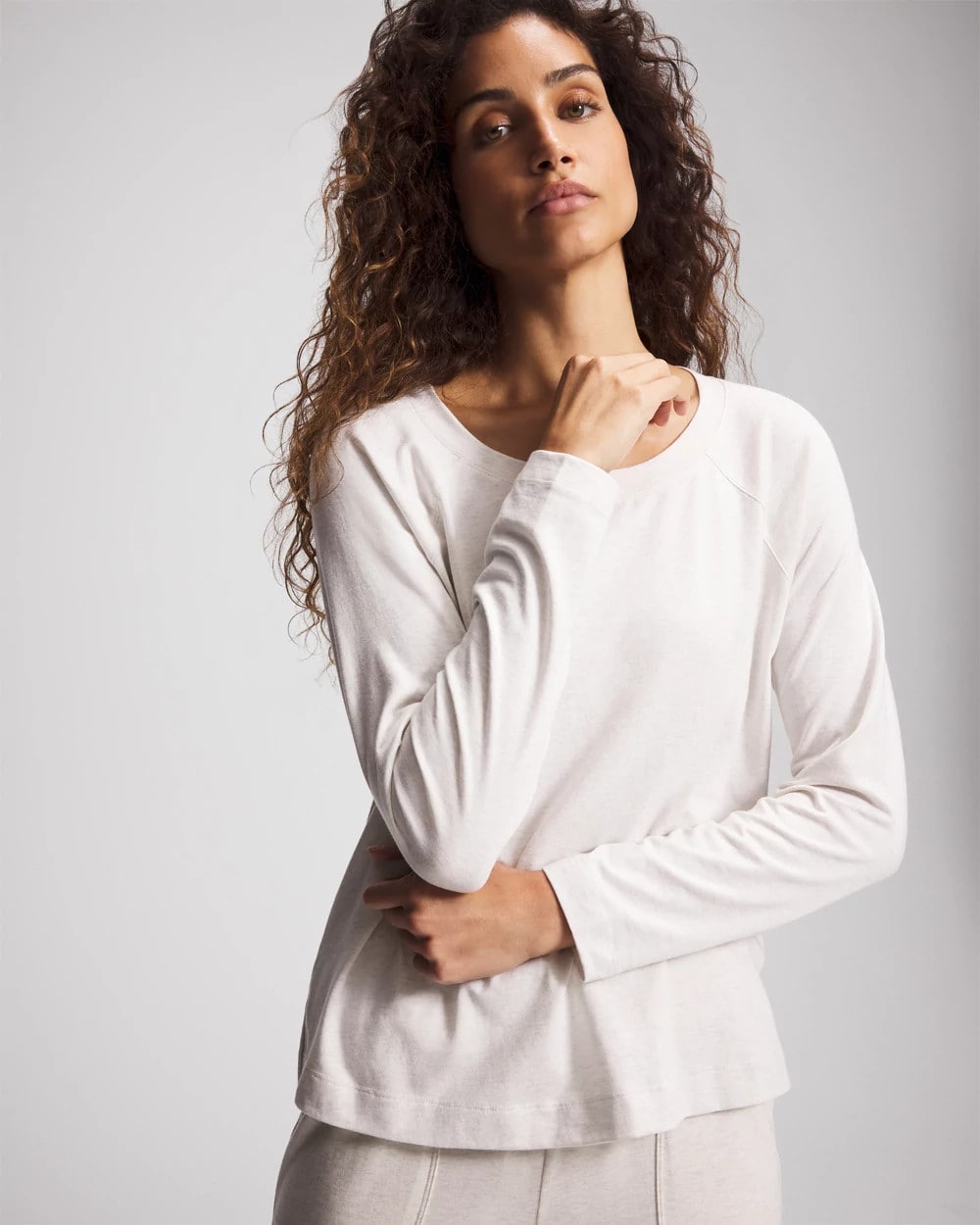 Soma / Most Loved Cotton Long Sleeve Pajama Tee HEATHER CRYSTAL