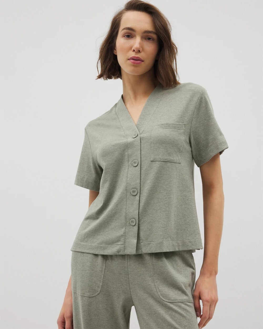 Soma / Button-Front Pajama Tee HEATHER HIGHLANDS