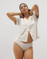 Soma / Button-Front Pajama Tee HEATHER CRYSTAL