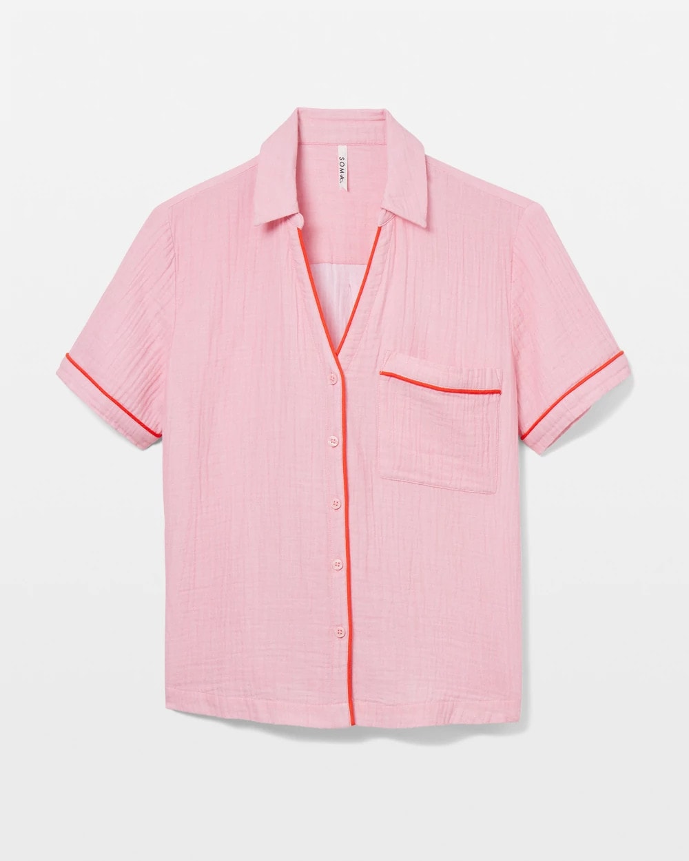 Soma / Short-Sleeve Notch Collar Pajama Top CROSSDYE MAKE ME BLUSH