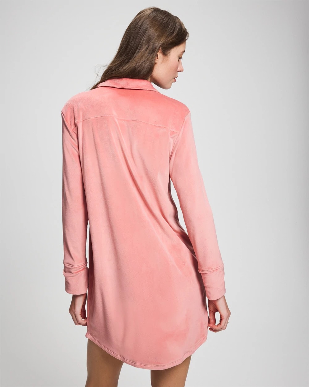 Soma / Long-Sleeve Notch Collar Sleepshirt ANTIQUE PINK