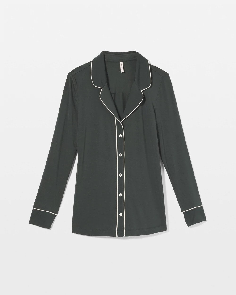 Soma / Long-Sleeve Notch Collar Pajama Top DARK EVERGLADE