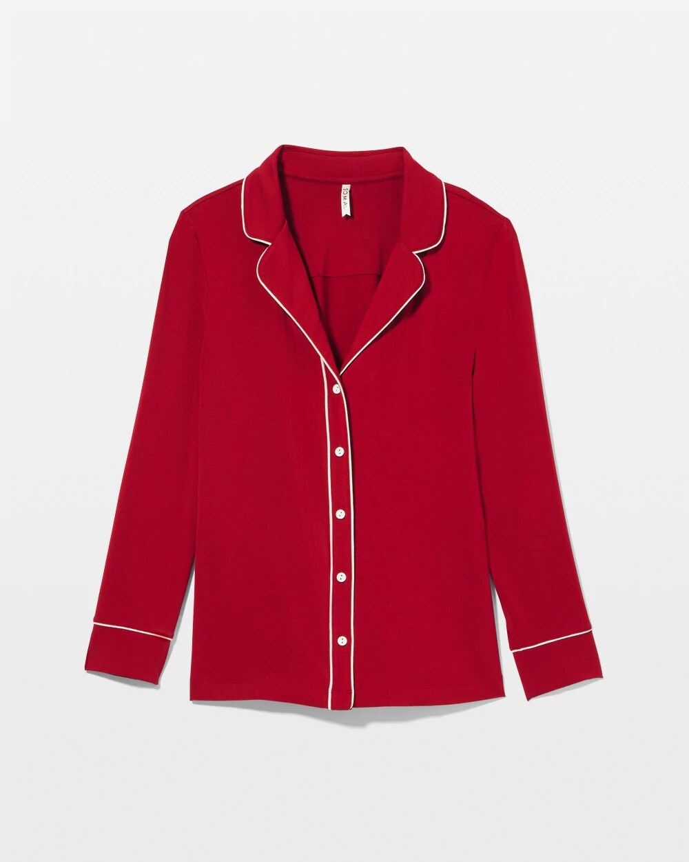 Soma / Long-Sleeve Notch Collar Pajama Top PAINT THE TOWN RED