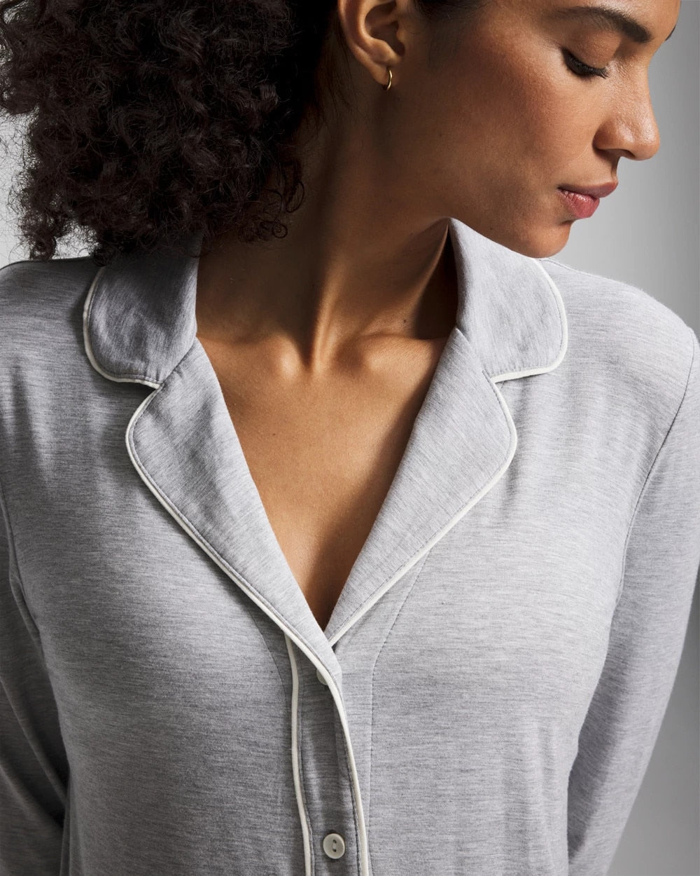 Soma / Long-Sleeve Notch Collar Pajama Top HEATHER OPAL GRAY