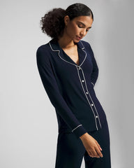 Soma / Long-Sleeve Notch Collar Pajama Top NIGHTFALL NAVY