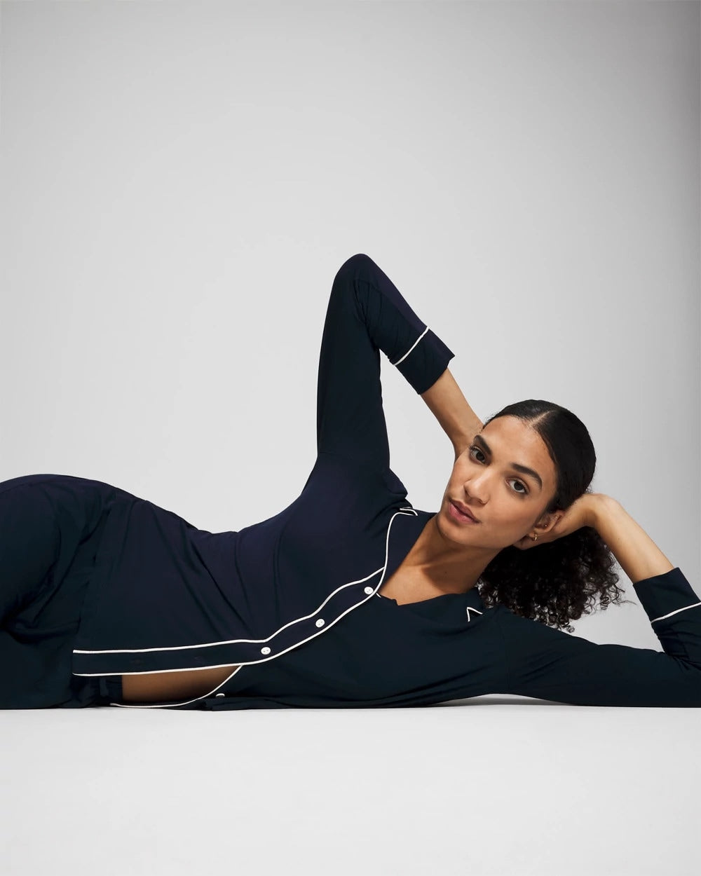 Soma / Long-Sleeve Notch Collar Pajama Top NIGHTFALL NAVY