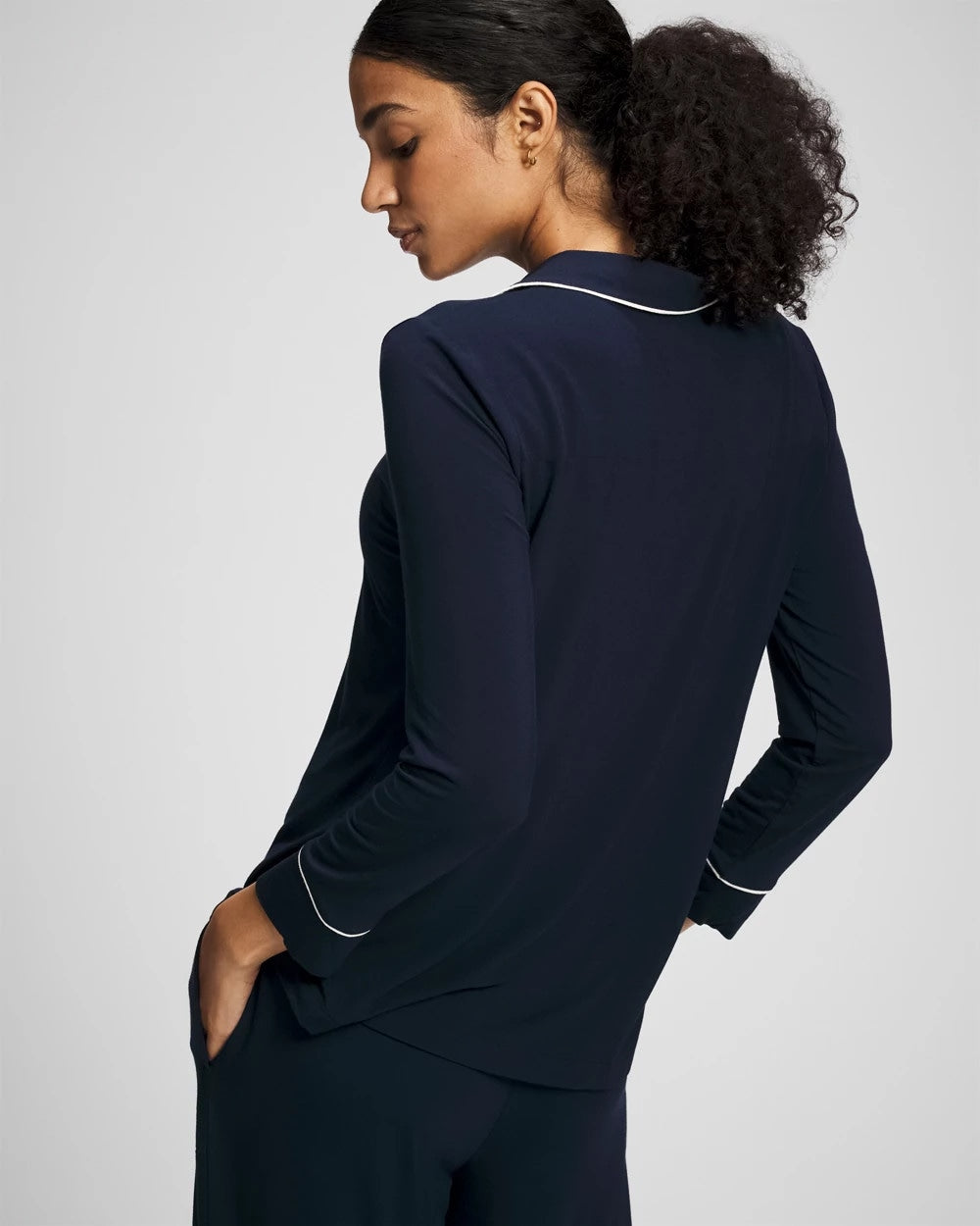 Soma / Long-Sleeve Notch Collar Pajama Top NIGHTFALL NAVY
