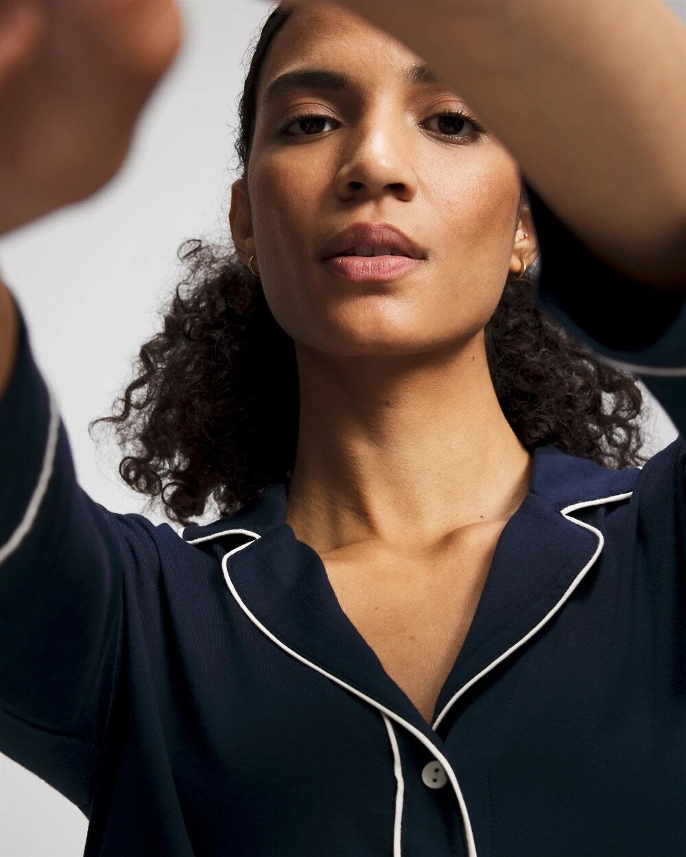 Soma / Long-Sleeve Notch Collar Pajama Top NIGHTFALL NAVY