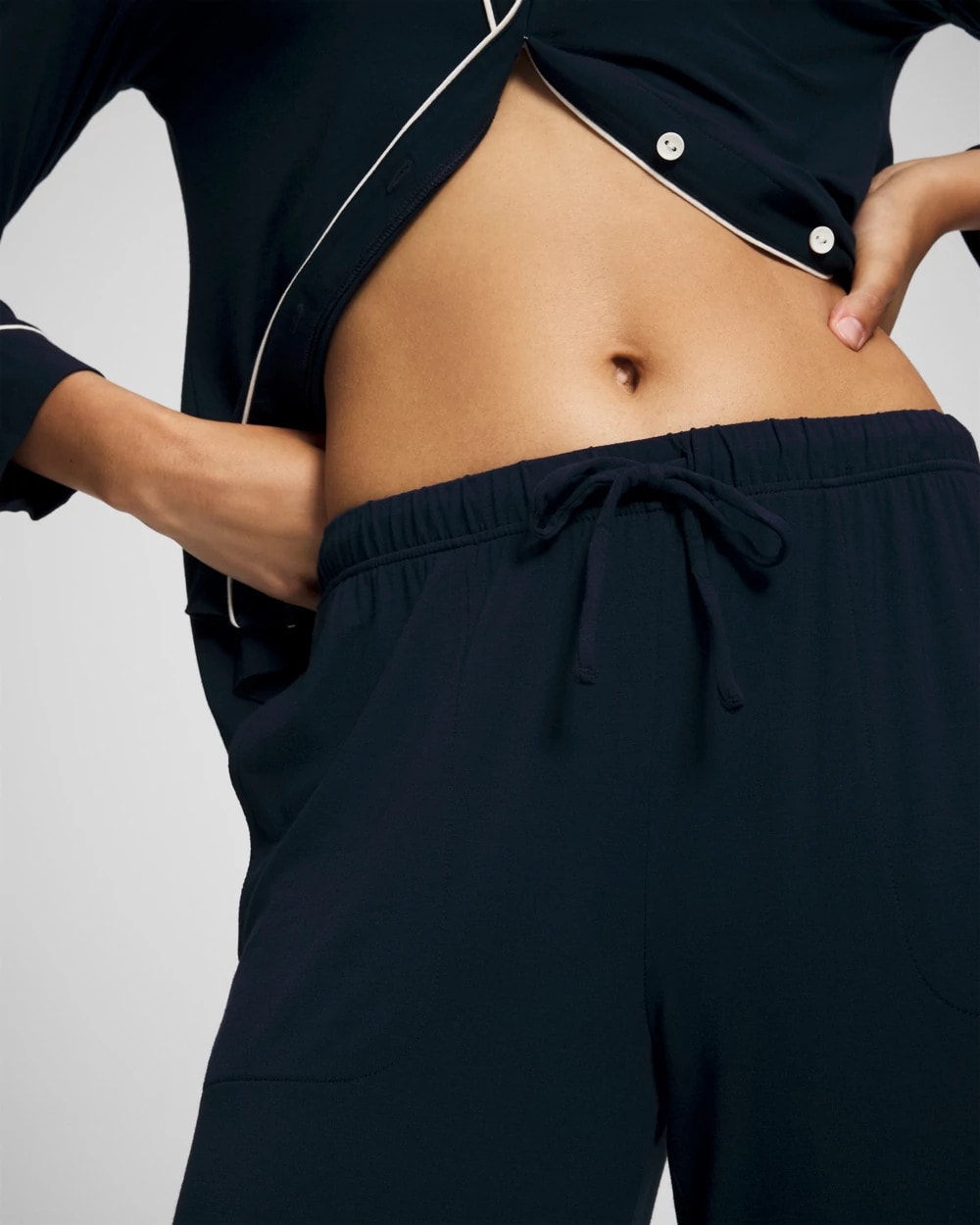 Soma / Solid Piped Pajama Pants NIGHTFALL NAVY