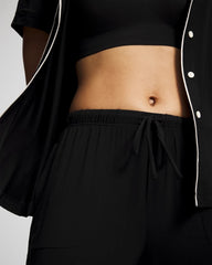Soma / Solid Piped Pajama Pants BLACK