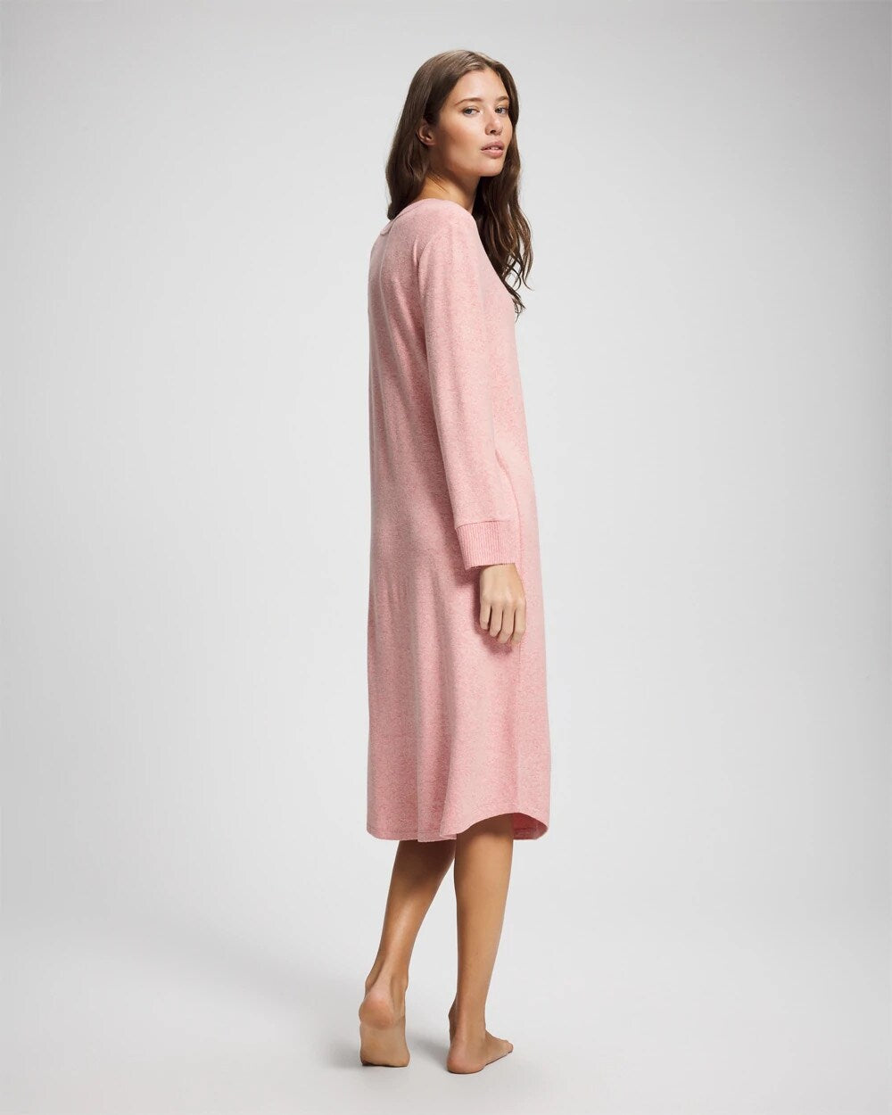 Soma / Long Sleeve Midi Sleepshirt CAMEO PINK/DUSTY ROSE