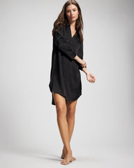 Soma / Long-Sleeve Sleep Shirt SILVER DEW DROP/BLACK