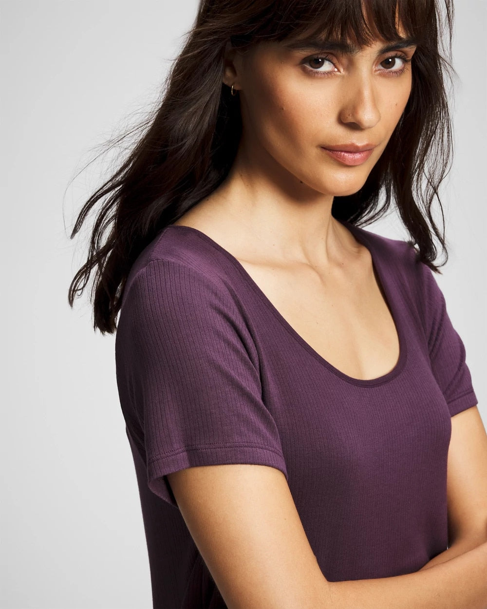Soma / Lightweight Rib Knit Short Sleeve Pajama Tee PLUM PERFECT