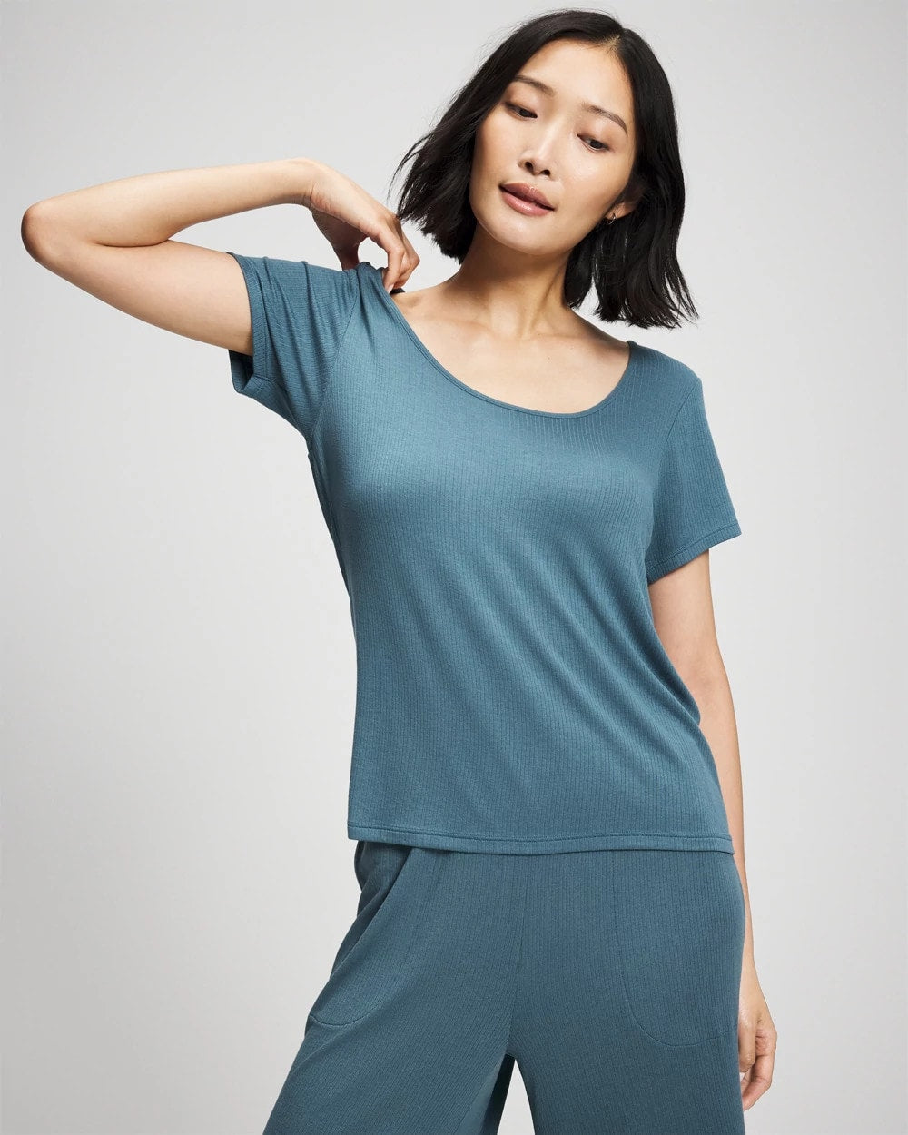 Soma / Lightweight Rib Knit Short Sleeve Pajama Tee TAPESTRY
