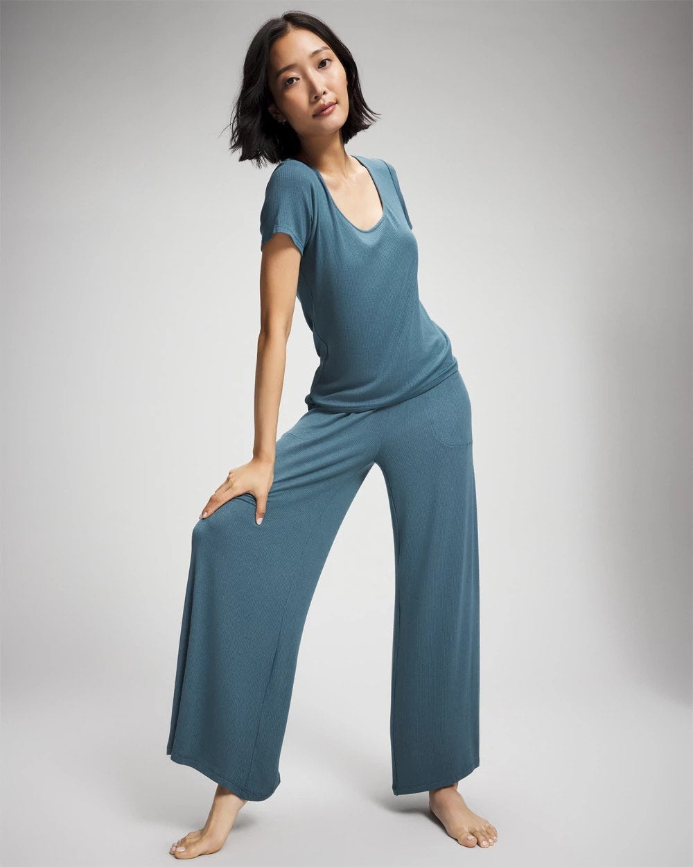 Soma / Lightweight Rib Knit Short Sleeve Pajama Tee TAPESTRY