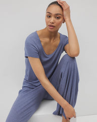 Soma / Lightweight Rib Knit Short Sleeve Pajama Tee HEATHER DUSK