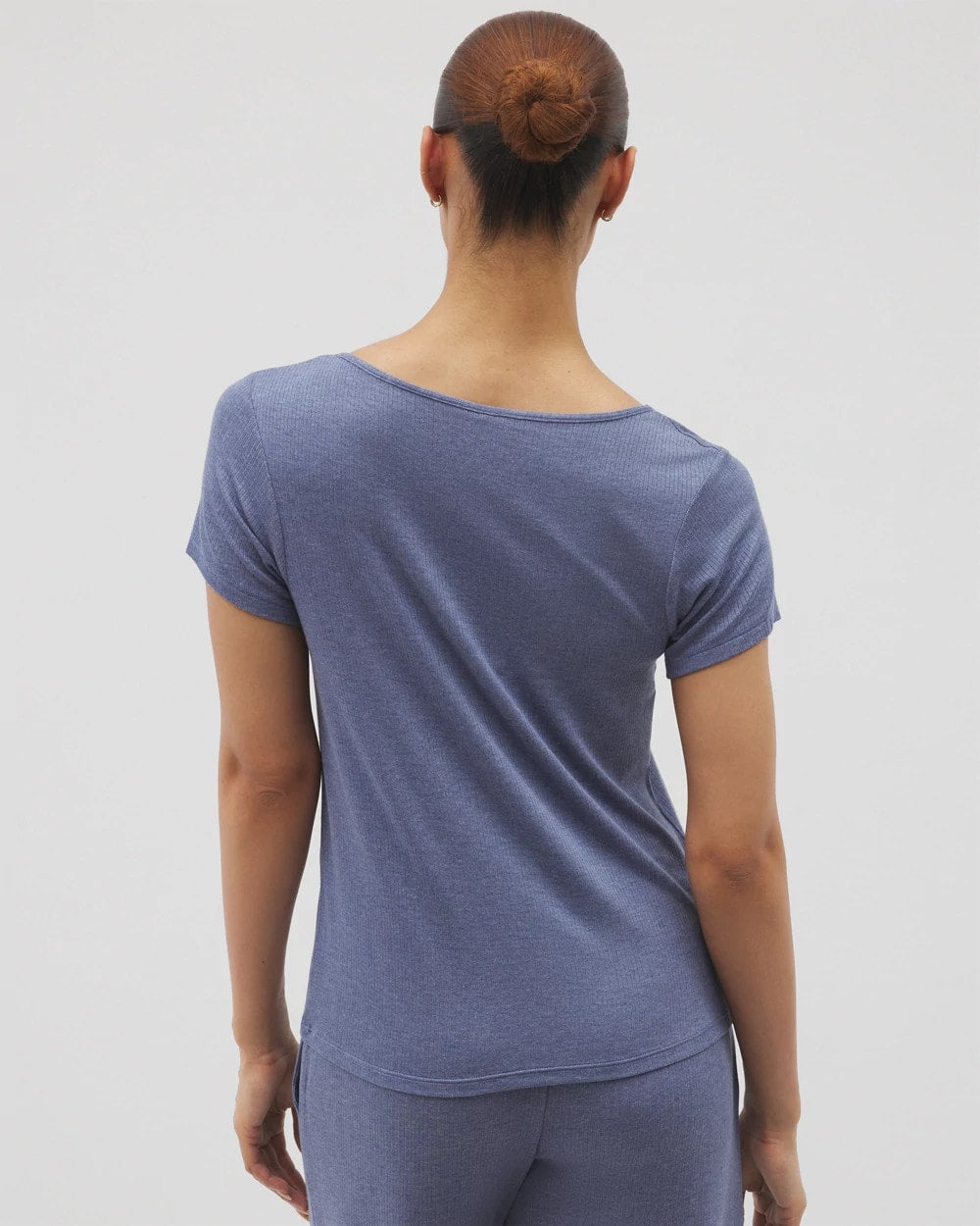 Soma / Lightweight Rib Knit Short Sleeve Pajama Tee HEATHER DUSK