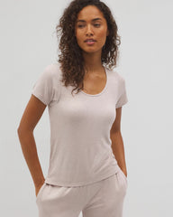 Soma / Lightweight Rib Knit Short Sleeve Pajama Tee HEATHER BARELY THERE