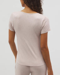 Soma / Lightweight Rib Knit Short Sleeve Pajama Tee HEATHER BARELY THERE