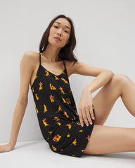 Soma / Strappy Sleepshirt FELINE FUN MID BLK
