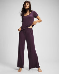Soma / Lightweight Rib Knit Wide Leg Pajama Pants PLUM PERFECT
