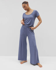 Soma / Lightweight Rib Knit Wide Leg Pajama Pants HEATHER DUSK
