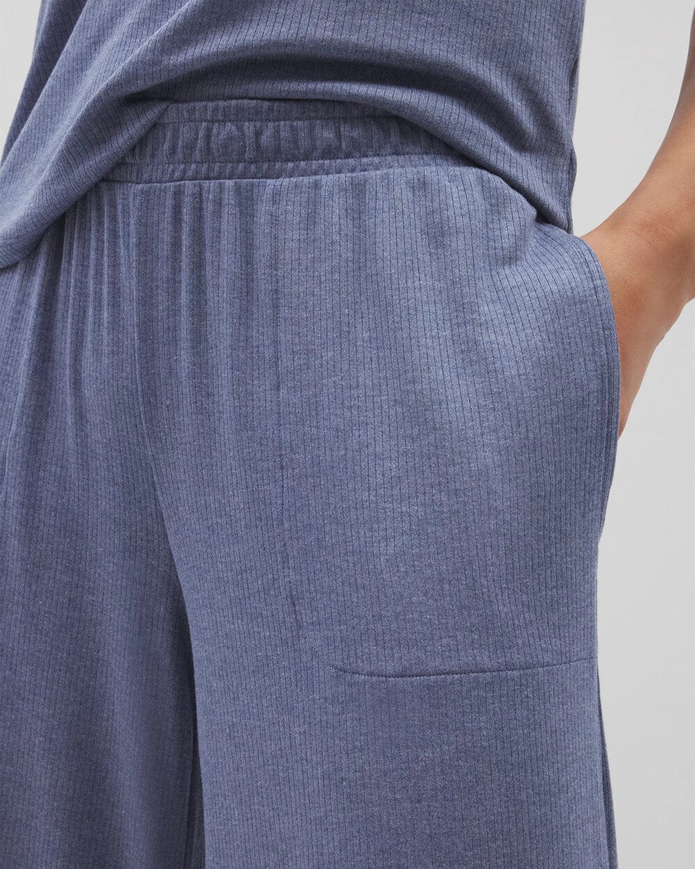 Soma / Lightweight Rib Knit Wide Leg Pajama Pants HEATHER DUSK
